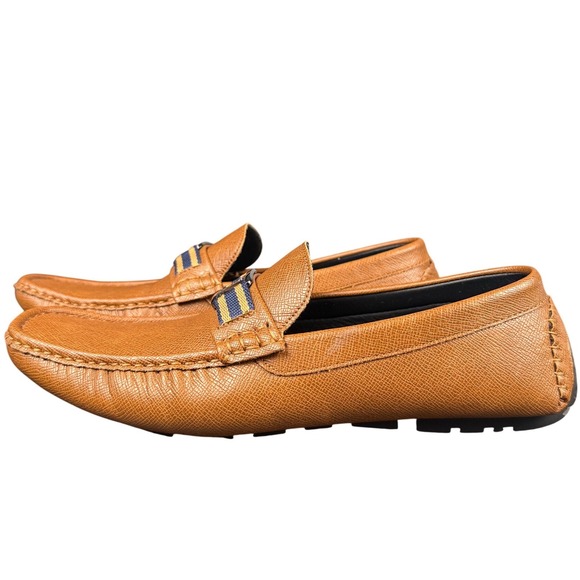 Guess Brown Leather Driving Loafers Men's 9.5 Slip On Moc Toe Shoes Slip on - Picture 3 of 7